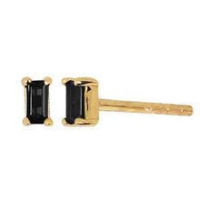 Load image into Gallery viewer, Dara Black CZ Baguette Stud Earrings in Gold