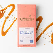 Load image into Gallery viewer, Toasty Dark Chocolate Sesame Caramel Bar - Moonstruck Chocolate
