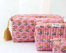 Load image into Gallery viewer, Bubblegum travel makeup organizer bag