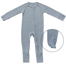Load image into Gallery viewer, Heather Grey Ribbed Bamboo Zipper