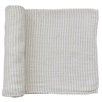 Mebie Baby - Taupe Stripe Muslin Swaddle Blanket