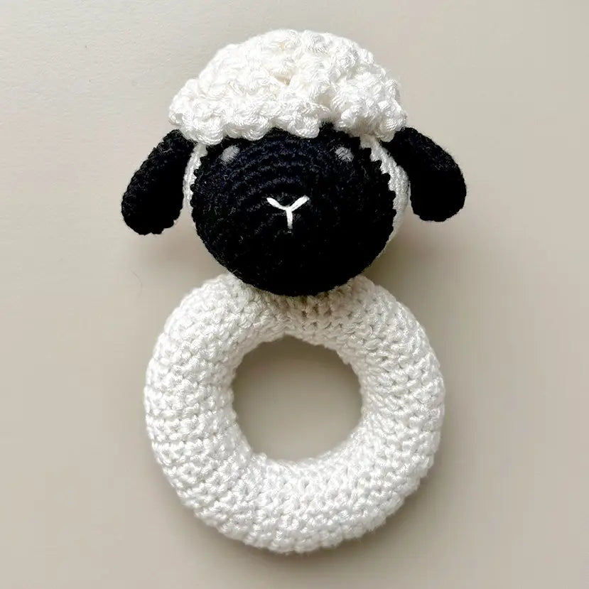 Sheep Ring Hand Crocheted Rattle