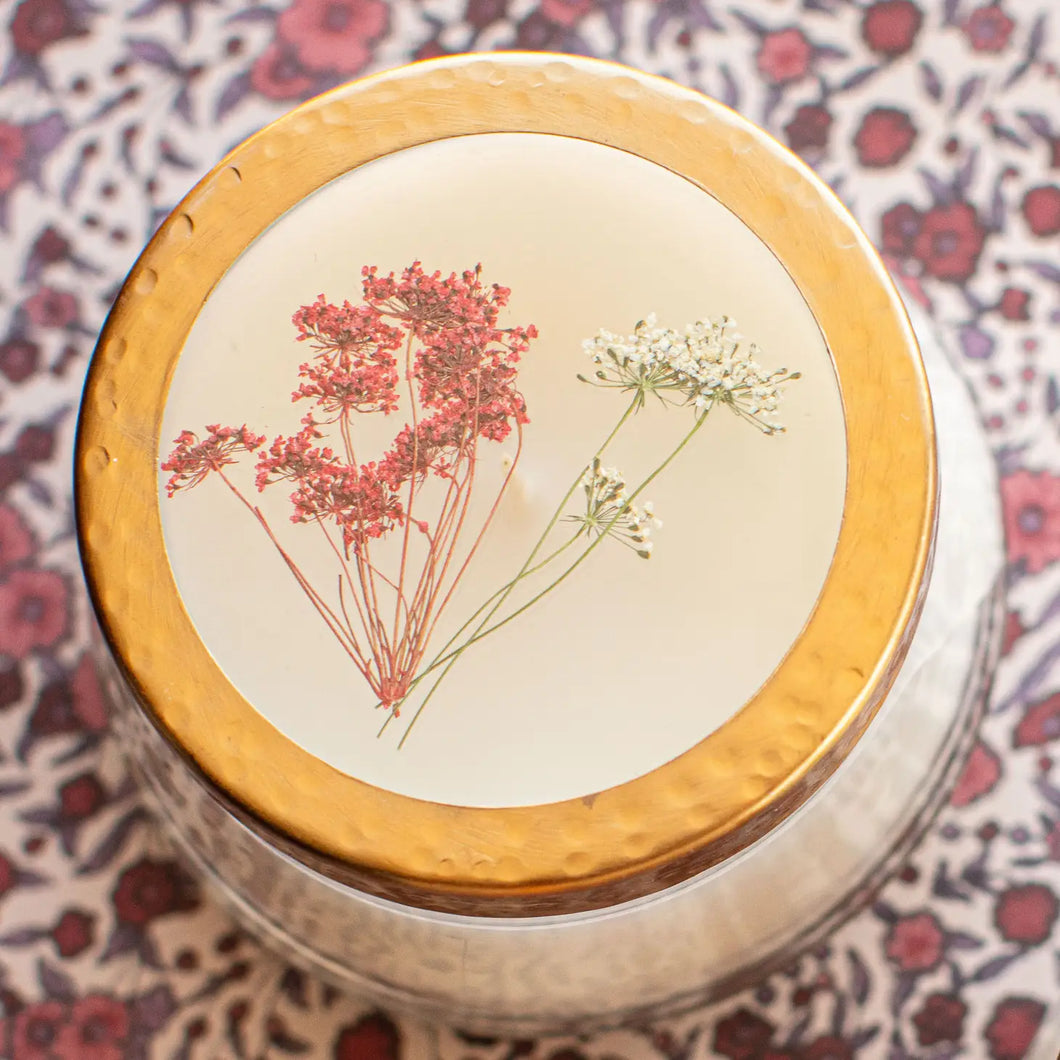 Rosy Rings - Spicy Apple Medium Pressed Floral Candle