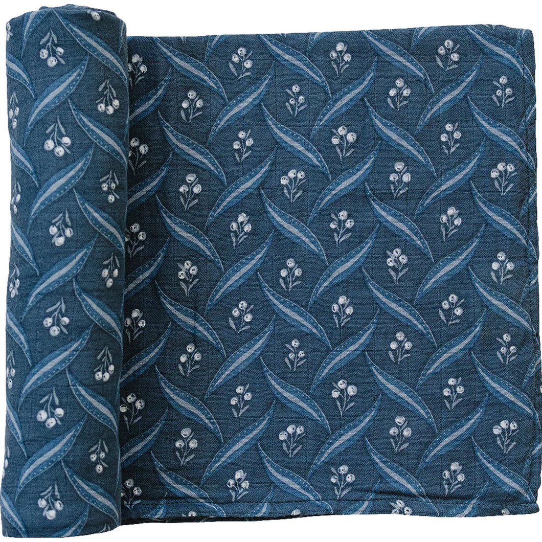 Mebie Baby - Navy Berry Muslin Swaddle Blanket
