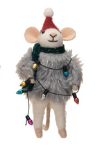 Load image into Gallery viewer, Wool Felt Mouse w/ Faux Fur Sweater