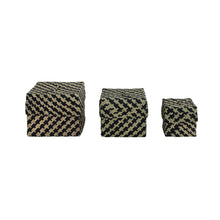 Load image into Gallery viewer, Hand-Woven Seagrass Baskets with Lids and Pattern, Set of 3