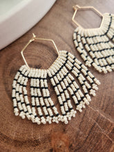Load image into Gallery viewer, Hexagon Stripped Fringe Hoops