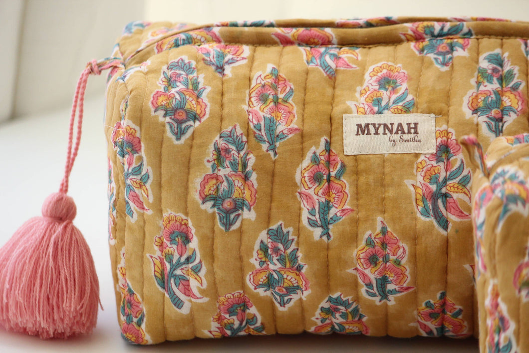 Henna motif print travel makeup organizer bag-LARGE only
