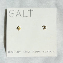 Load image into Gallery viewer, Star &amp; Moon Studs | 18k Gold | Tiny &amp; Dainty Stud Earrings