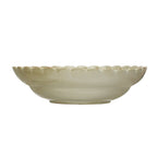 Green Stoneware Bowl w/ Scalloped Edge