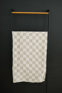 Mebie Baby - Taupe Checkered Muslin Swaddle Blanket