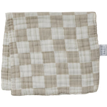 Load image into Gallery viewer, Mebie Baby - Taupe Checkered Muslin Burp Cloth
