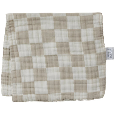 Mebie Baby - Taupe Checkered Muslin Burp Cloth