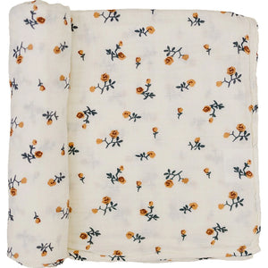 Mebie Baby - Cream Floral Muslin Swaddle Blanket