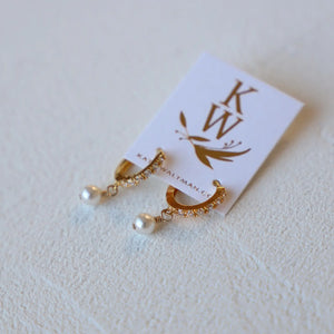 Katie Waltman Jewelry - Isla Pearl Huggies Earrings