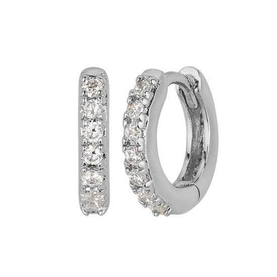 CZ Diamond Huggie Hoops Earrings in Silver