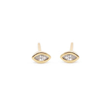 Load image into Gallery viewer, Marquise CZ Diamond Evil Eye Stud Earrings in Gold