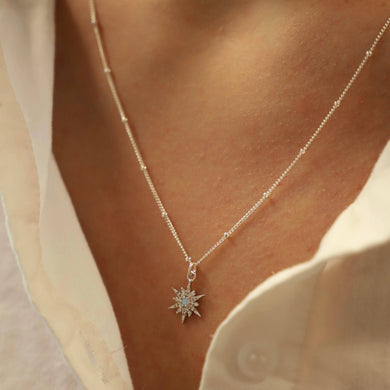 Katie Waltman - Silver Opal Starburst Necklace