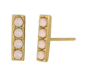 Opal Bar Stud Earrings in Gold
