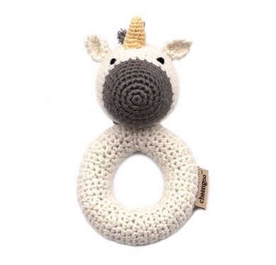 Baby Unicorn Ring Hand Crocheted Rattle