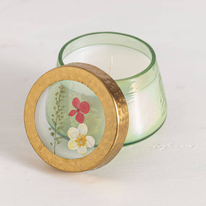Rosy Rings - Tomato Vine Small Watercolor Pressed Floral Candle