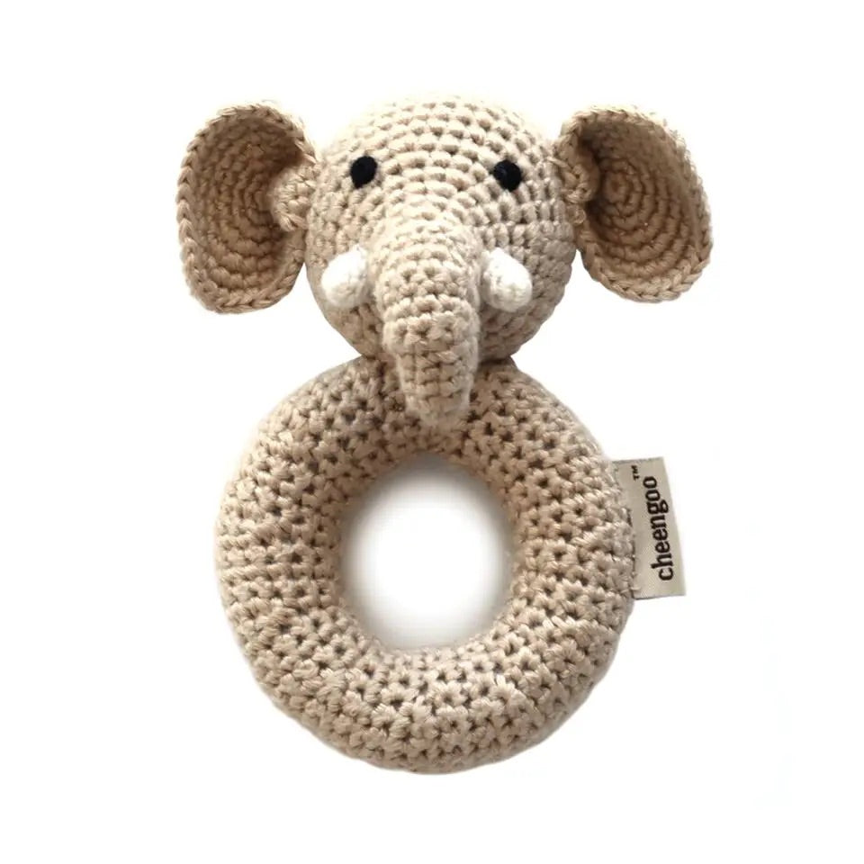 Baby Elephant Ring Hand Crocheted Rattle