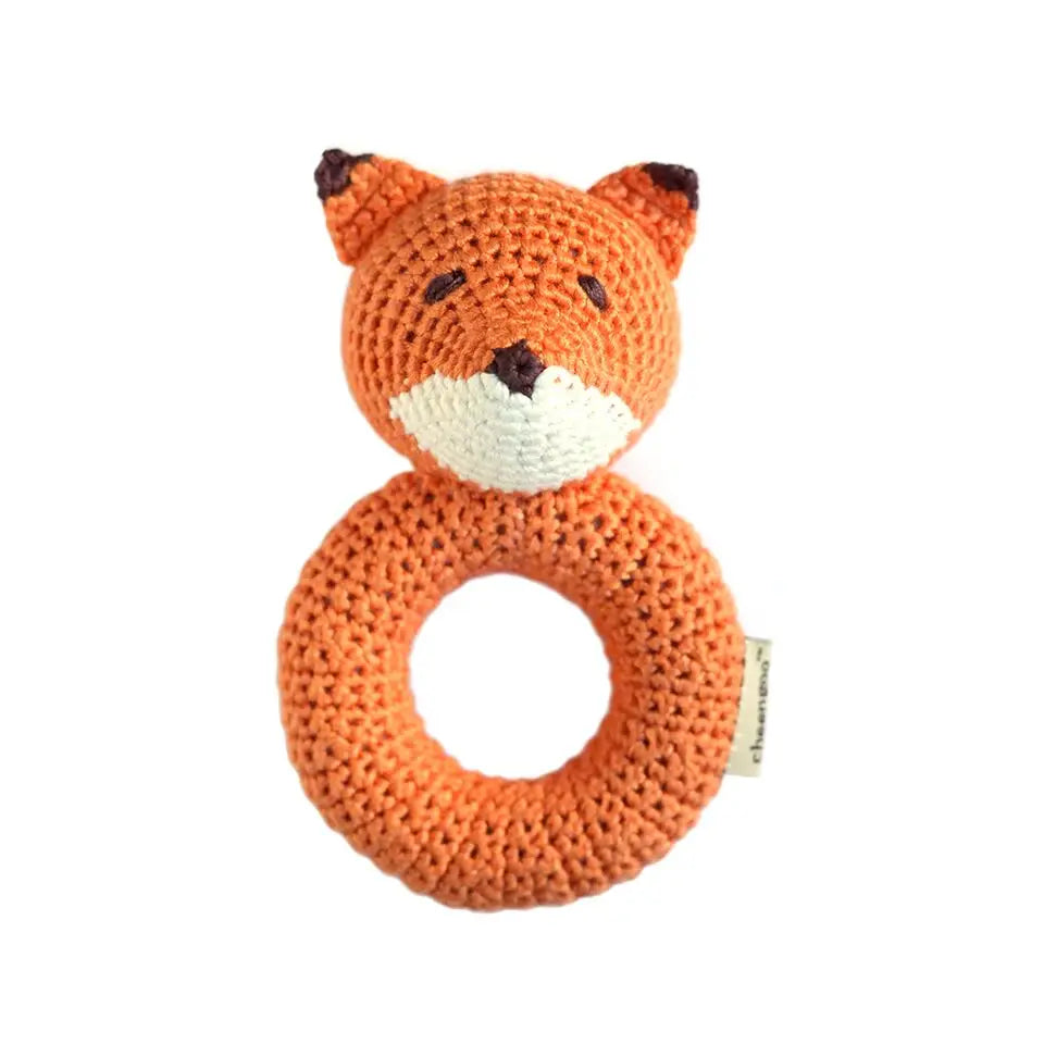 Baby Fox Ring Hand Crocheted Rattle